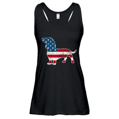 Dachshund 4th Of July American Flag Dog Lovers Ladies Essential Flowy Tank