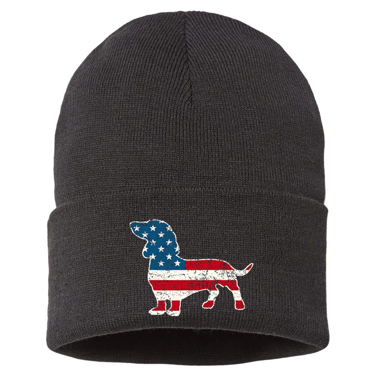 Dachshund 4th Of July American Flag Dog Lovers Sustainable Knit Beanie