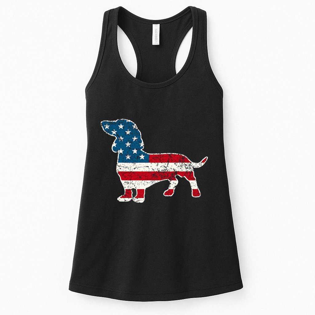 Dachshund 4th Of July American Flag Dog Lovers Womens Tank Top