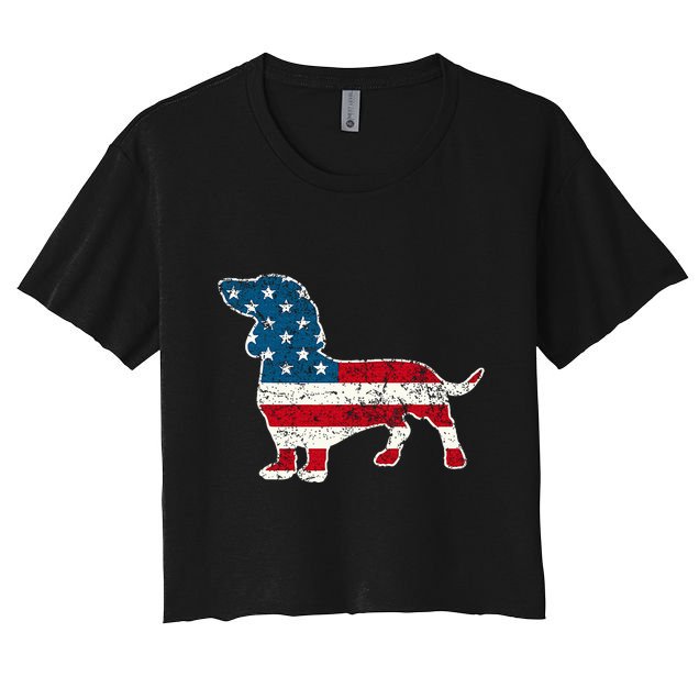 Dachshund 4th Of July American Flag Dog Lovers Crop Top