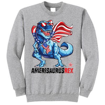 Dinosaur 4th of July T Rex Amerisaurus American Flag Tall Sweatshirt