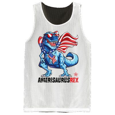 Dinosaur 4th of July T Rex Amerisaurus American Flag Mesh Reversible Basketball Jersey Tank