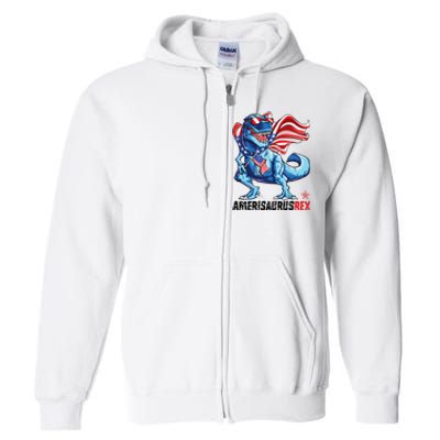 Dinosaur 4th of July T Rex Amerisaurus American Flag Full Zip Hoodie