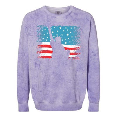 Distressed 4th Of July Liberty Flag Colorblast Crewneck Sweatshirt