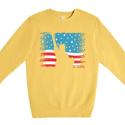 Distressed 4th Of July Liberty Flag Premium Crewneck Sweatshirt