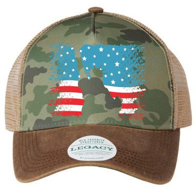 Distressed 4th Of July Liberty Flag Legacy Tie Dye Trucker Hat