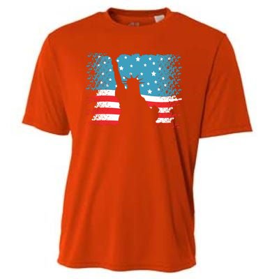 Distressed 4th Of July Liberty Flag Cooling Performance Crew T-Shirt