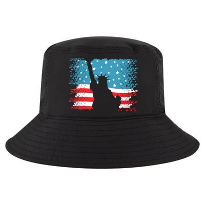 Distressed 4th Of July Liberty Flag Cool Comfort Performance Bucket Hat