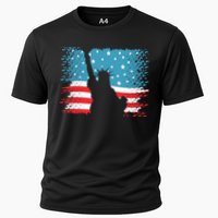 Distressed 4th Of July Liberty Flag Cooling Performance Crew T-Shirt