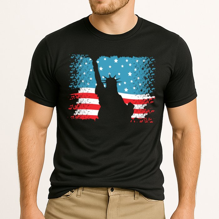 Distressed 4th Of July Liberty Flag Cooling Performance Crew T-Shirt
