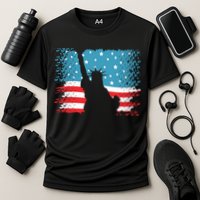 Distressed 4th Of July Liberty Flag Cooling Performance Crew T-Shirt