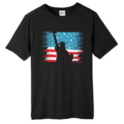 Distressed 4th Of July Liberty Flag Tall Fusion ChromaSoft Performance T-Shirt