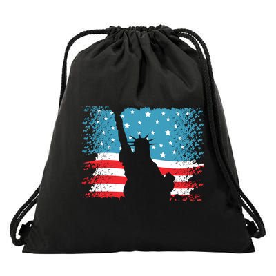 Distressed 4th Of July Liberty Flag Drawstring Bag
