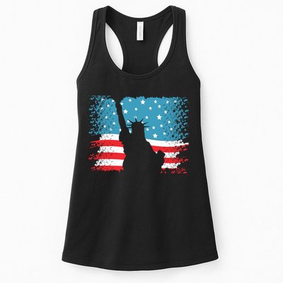 Distressed 4th Of July Liberty Flag Womens Tank Top