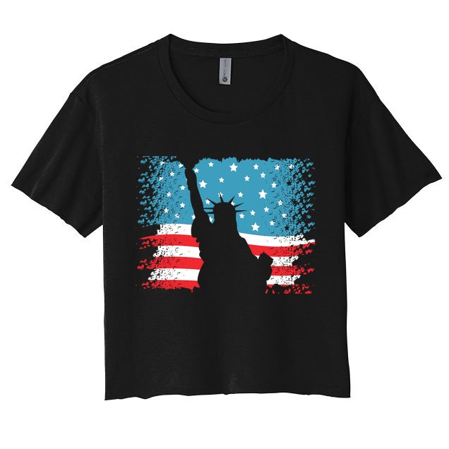 Distressed 4th Of July Liberty Flag Crop Top