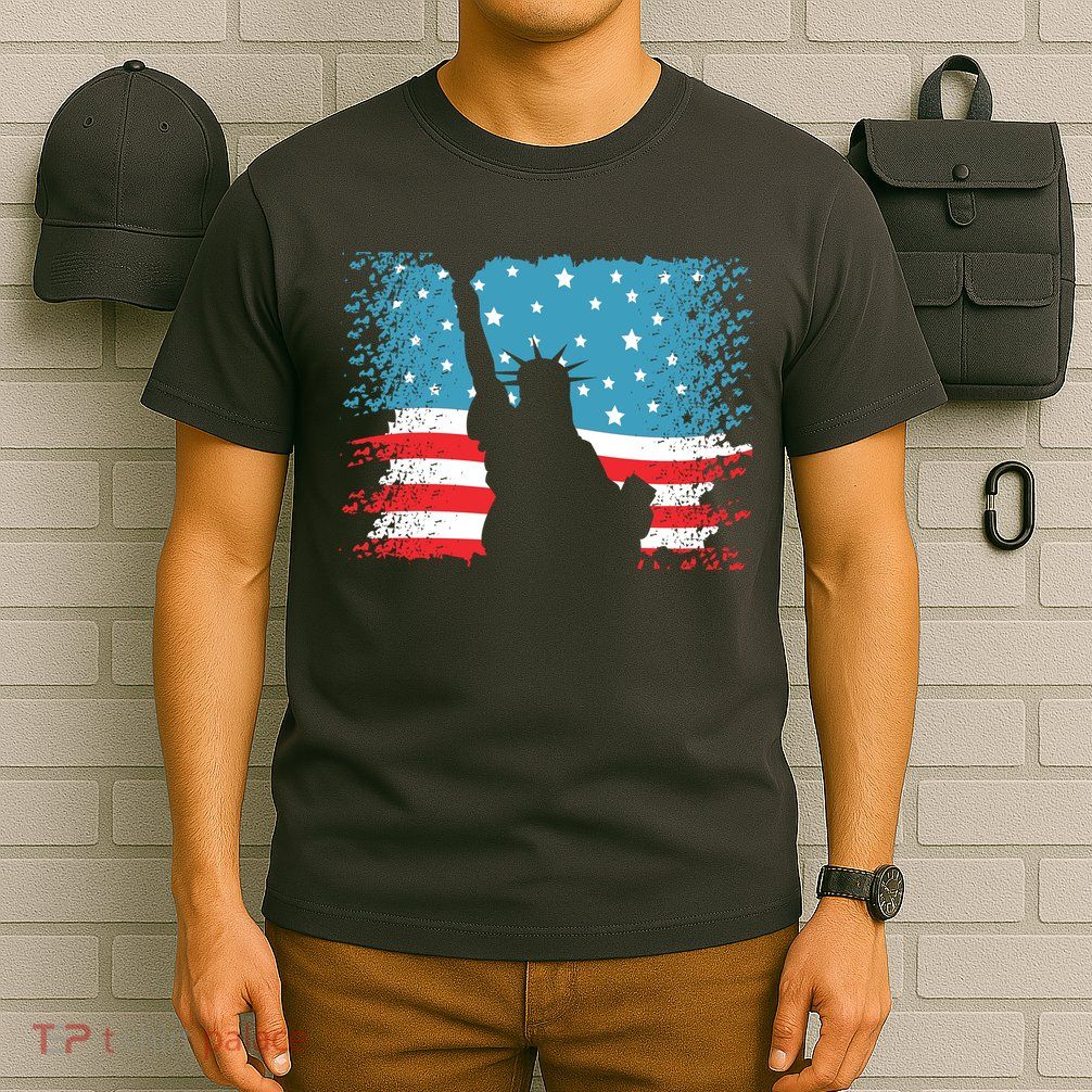 Distressed 4th Of July Liberty Flag T-Shirt
