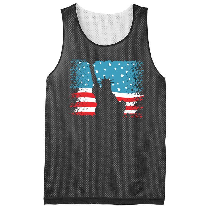 Distressed 4th Of July Liberty Flag Mesh Reversible Basketball Jersey Tank