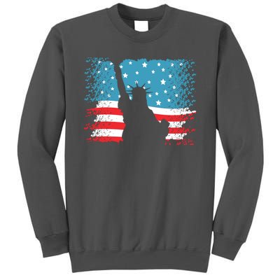 Distressed 4th Of July Liberty Flag Tall Sweatshirt