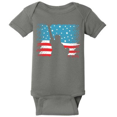 Distressed 4th Of July Liberty Flag Baby Bodysuit