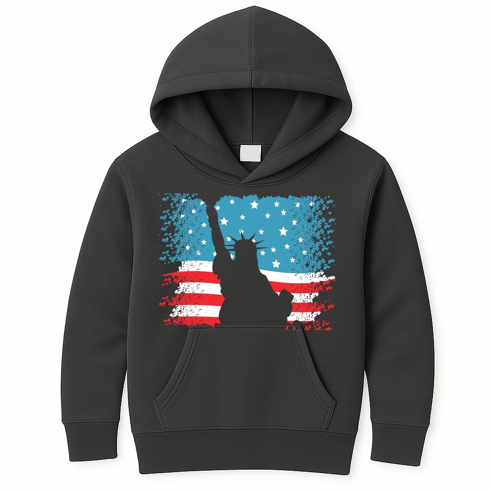 Distressed 4th Of July Liberty Flag Kids Hoodie