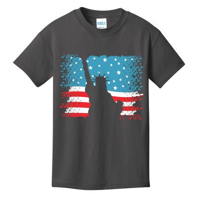 Distressed 4th Of July Liberty Flag Kids T-Shirt