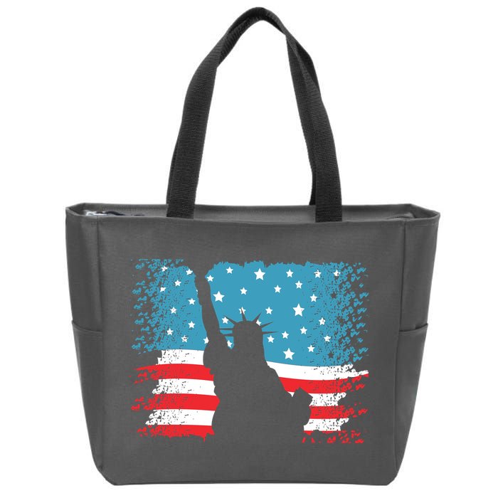 Distressed 4th Of July Liberty Flag Zip Tote Bag