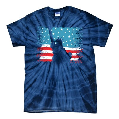 Distressed 4th Of July Liberty Flag Tie-Dye T-Shirt