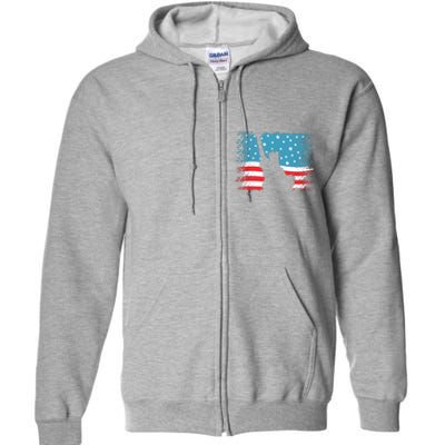 Distressed 4th Of July Liberty Flag Full Zip Hoodie