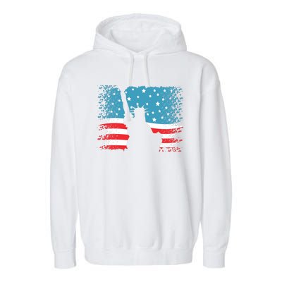 Distressed 4th Of July Liberty Flag Garment-Dyed Fleece Hoodie