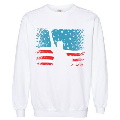 Distressed 4th Of July Liberty Flag Garment-Dyed Sweatshirt