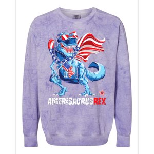 Dinosaur 4th Of July, Amerisaurus T Rex Funny Colorblast Crewneck Sweatshirt