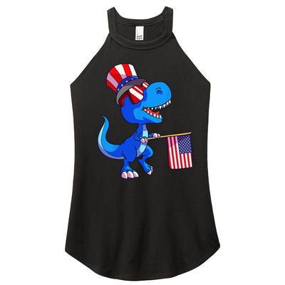 Dinosaur 4th of July USA Flag Dino July 4 Women’s Perfect Tri Rocker Tank