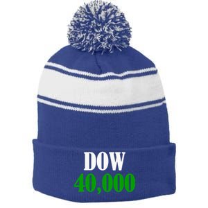 Dow 40000 Stockbroker Financial Advisor Stock Market Stripe Pom Pom Beanie