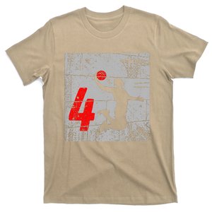 Distressed 4 Year Old 4th Basketball Birthday Slam Dunk T-Shirt