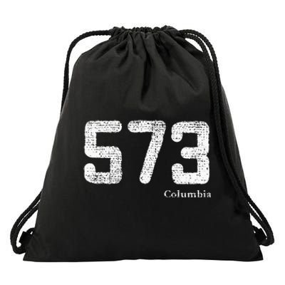 Distressed 573 Area Code Columbia Missouri Drawstring Bag