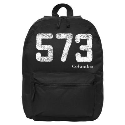 Distressed 573 Area Code Columbia Missouri 16 in Basic Backpack