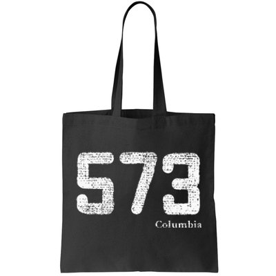 Distressed 573 Area Code Columbia Missouri Tote Bag