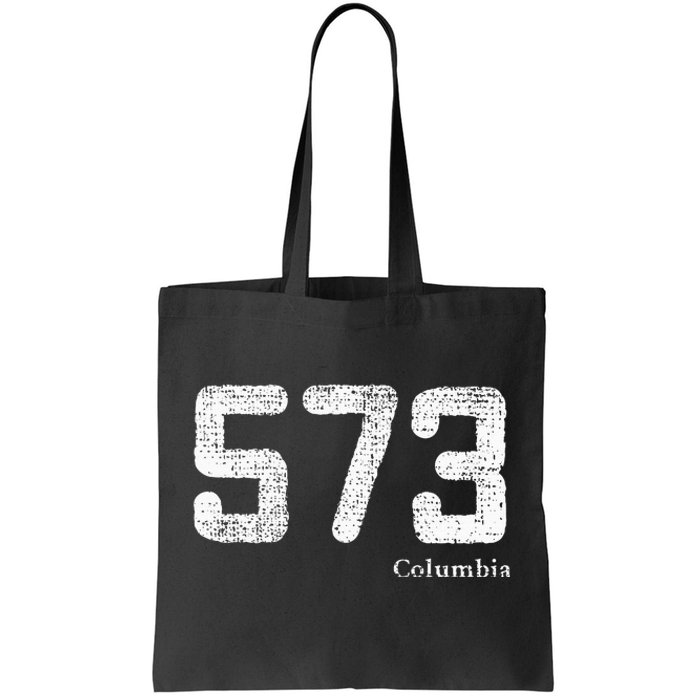 Distressed 573 Area Code Columbia Missouri Tote Bag