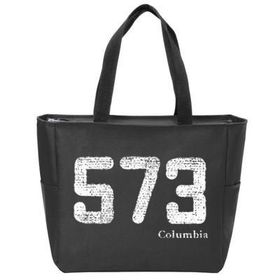 Distressed 573 Area Code Columbia Missouri Zip Tote Bag