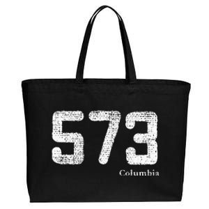 Distressed 573 Area Code Columbia Missouri Cotton Canvas Jumbo Tote