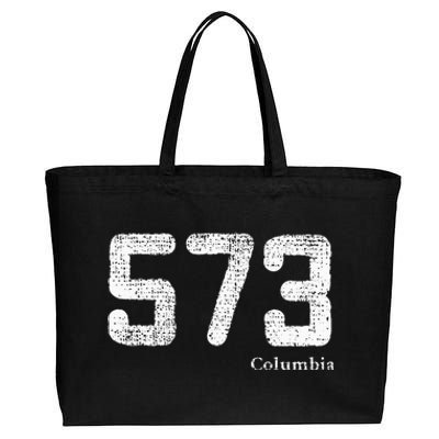 Distressed 573 Area Code Columbia Missouri Cotton Canvas Jumbo Tote