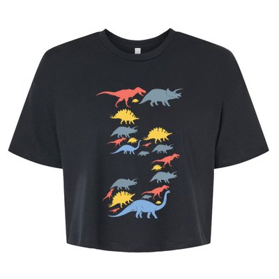 Dinosaur 5th Birthday For 5 Year Old Bella+Canvas Jersey Crop Tee