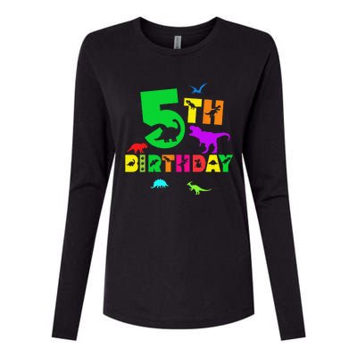 Dinosaur 5th Birthday Dino Im 5 Birthday Womens Cotton Relaxed Long Sleeve T-Shirt