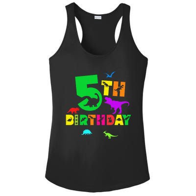 Dinosaur 5th Birthday Dino Im 5 Birthday Ladies PosiCharge Competitor Racerback Tank