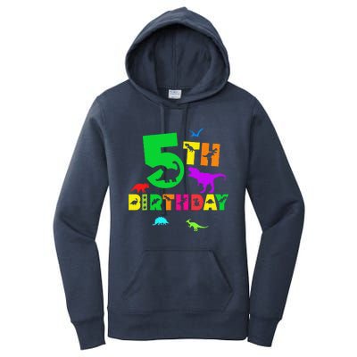 Dinosaur 5th Birthday Dino Im 5 Birthday Women's Pullover Hoodie