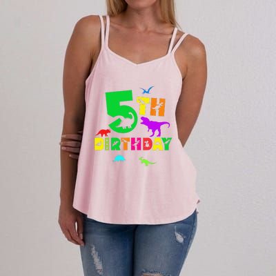 Dinosaur 5th Birthday Dino Im 5 Birthday Women's Strappy Tank