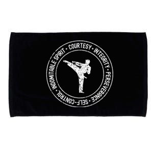 Distressed 5 Tenets Of Taekwondo Taekwondo Kicking Microfiber Hand Towel