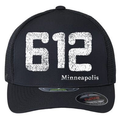 Distressed 612 Area Code Minneapolis Minnesota Flexfit Unipanel Trucker Cap