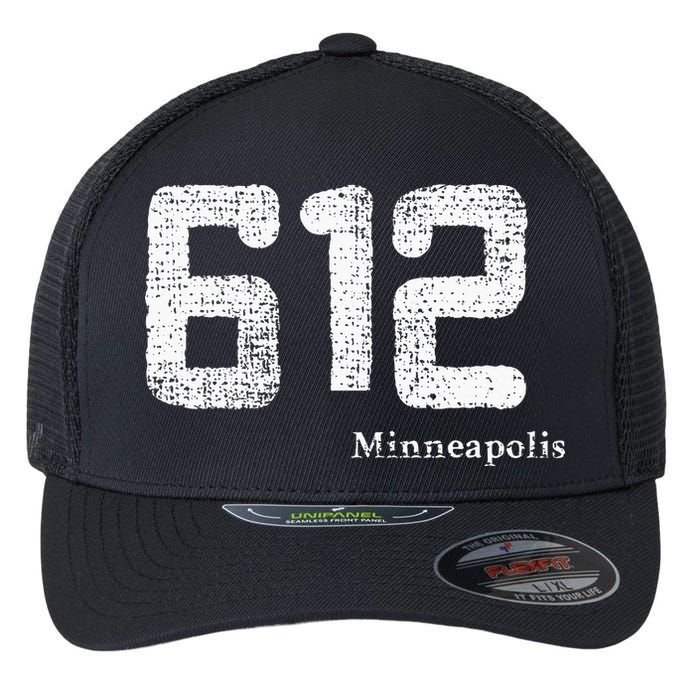 Distressed 612 Area Code Minneapolis Minnesota Flexfit Unipanel Trucker Cap
