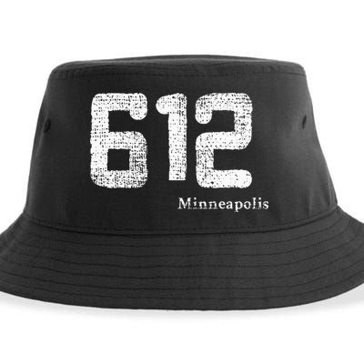 Distressed 612 Area Code Minneapolis Minnesota Sustainable Bucket Hat